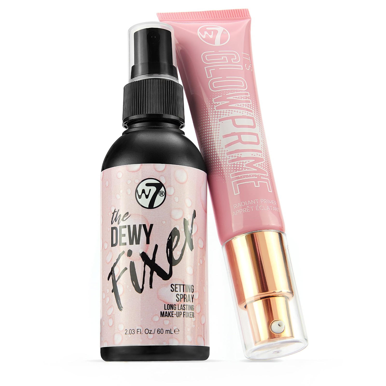 W7 The Fixer Glow Set - Primer and Setting Spray Duo Bundle (Pack of 2), Dewy