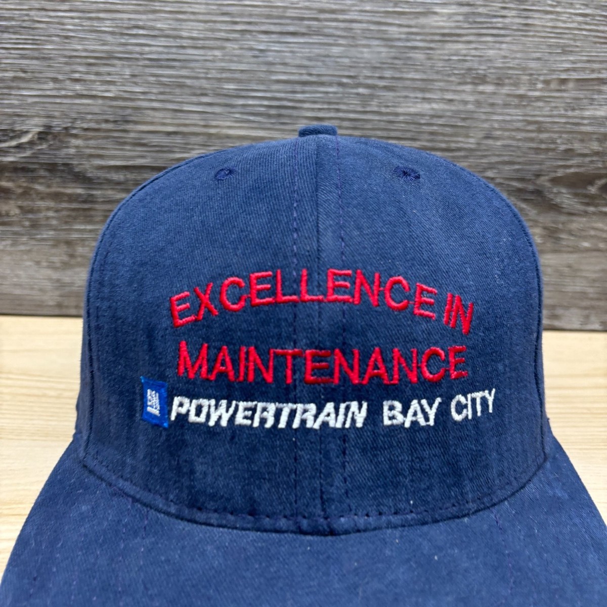 Vintage GM Powertrain Bay City Hat Cap Strap Back Blue Michigan General Motors View 2