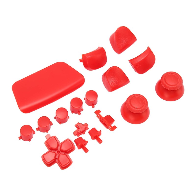 (Red)16Pcs Game Controller Replacement Buttons Thumbsticks Joystick For