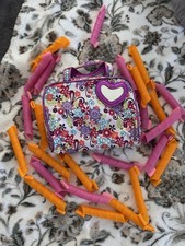 Pink Orange Spiral Hair Rollers Spiral Curlers with Floral Storage Bag