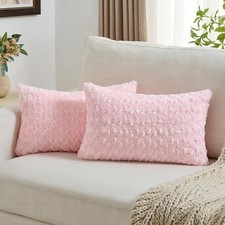 Decorative Throw Pillow Covers 12x20 Inch Set of 20" x 12" Pack of 2 Pink