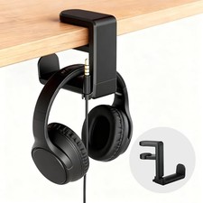 Universal Headphone Stand  Headset Holder - 360  Swivel Under Desk Black