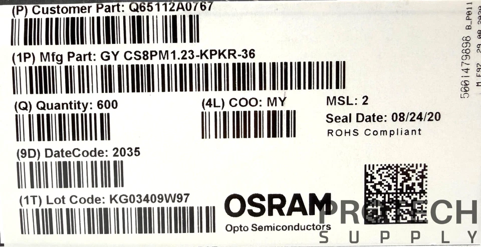 (600 Pack) OSRAM OSLON SSL 80, GY CS8PM1.23 LED Uni Color YELLOW with WARRANTY - Image 4 of 4