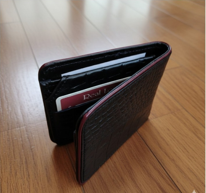 Mens Real Leather Crocodile Bifold Wallet Handmade Black Skin Luxury Pattern image 4