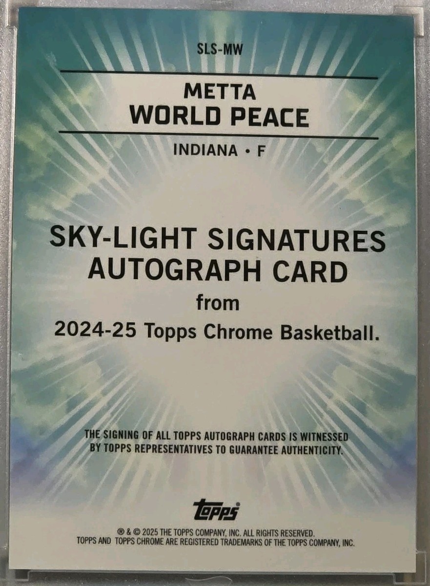 2025 Topps Chrome Sky💥light Signatures Metta World Peace Auto /10