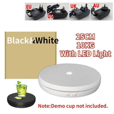 360° Rotating Electric Led Light Turntable Jewel Show 10KG 25cm Holder Base Load