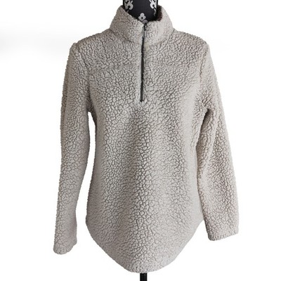 Women's Cream Green Tea Sherpa/Fleece Pullover Jacket - Size Small