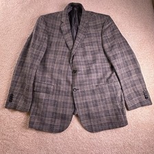 Jos A Bank Reserve Blazer Mens 46 R Gray Blue Sport Coat Ethomas Tailored Fit