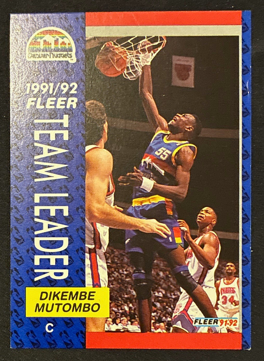 Fleer 1991-92 Team Leaders Dikembe Mutombo Rookie RC #378 Denver Nuggets