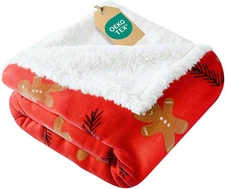 Christmas Sherpa Blanket Throw Size - Reversible Sherpa Fleece Blanket - Super S