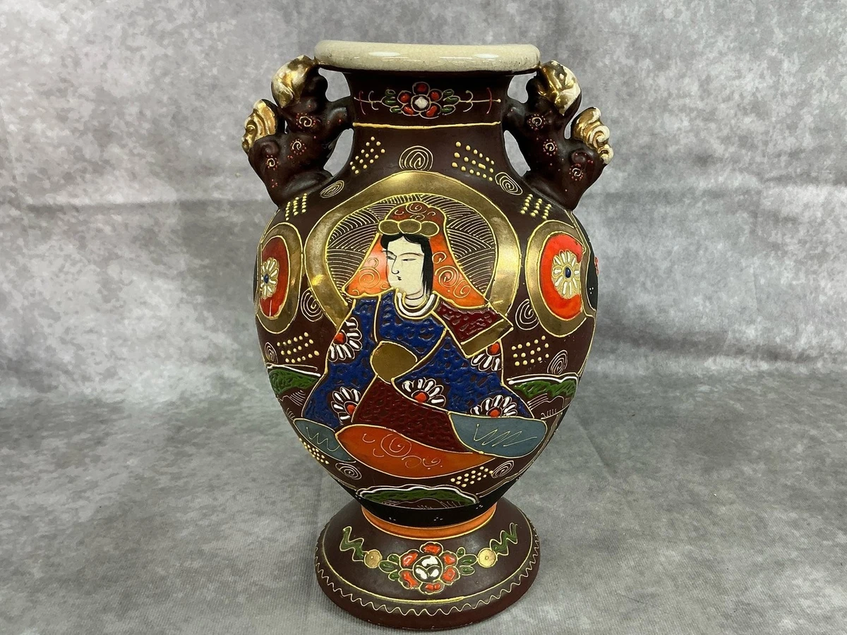 陶瓷多色老式原版古董日本花瓶| eBay