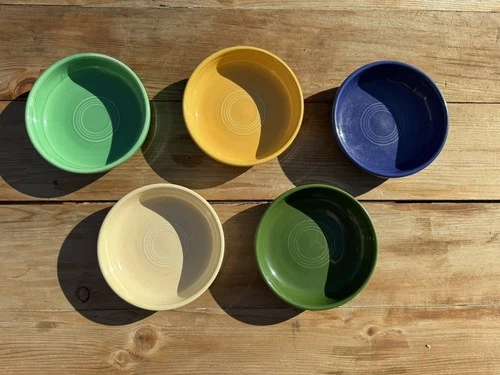 Rare Vtg Fiestaware Nappies 6.25" Pre 1951 Uranium Bowl Set Of 5 O Ring Colors