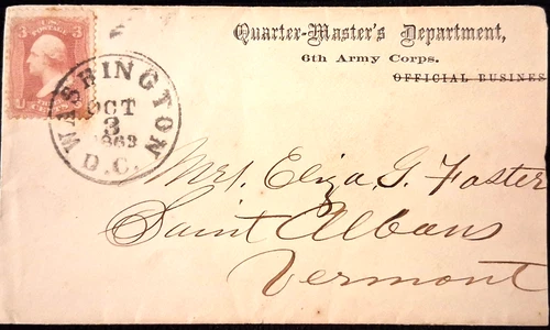 65 Civil War Patriotic - Scarce  Imprint "Quater-Masters Dept, 6th Army Corps"
