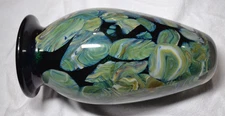 Large Hand Blown Agate Art Vase 9” Signed Robert Eickholt 2006