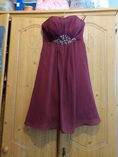 Beautiful 100% Handmade Short Prom/Party Dress In Burgundy Size 8