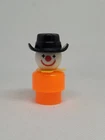 Vintage Fisher Price little people orange Circus clown black hat