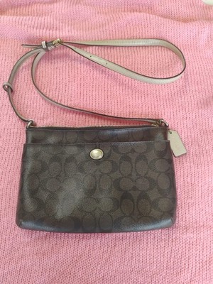 Coach Payton Signature  Crossbody Bag Brown F52175 Guc