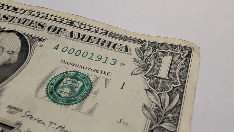 A00001913* Low Serial Number - $1.00 Star Note - Series 2017  - Image 2 of 4