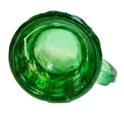 HTF Antique Mexican PULQUE PULQUERIA Mug Tarro Chivato Green Glass Tankard 5” - Bild 10 von 11