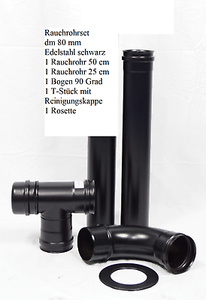 Rauchrohr Set 80mm Kamin Ofenrohr Pelletrohr Pelletofen Pelletsofen