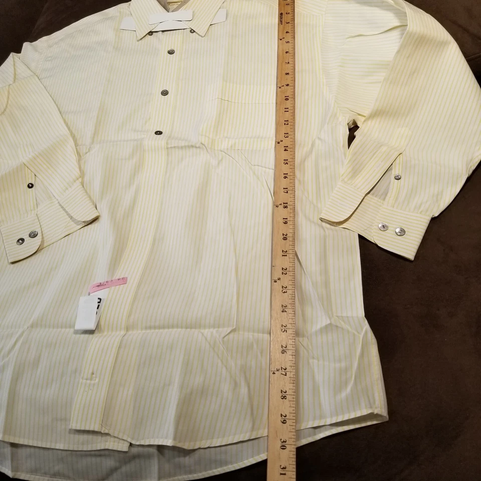 CAMISA DE COLECCIÓN BEN HOGAN ABOTONADA RAYAS AMARILLAS BLANCAS 100% ALGODÓN S. COREA GRANDE Foto 4 de 4