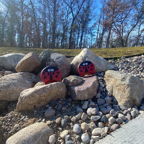 Ladybug Painted Pavers Outdoor Yard Art Decorations, Stone Paver Lawn Decor - Picture 3 of 10
