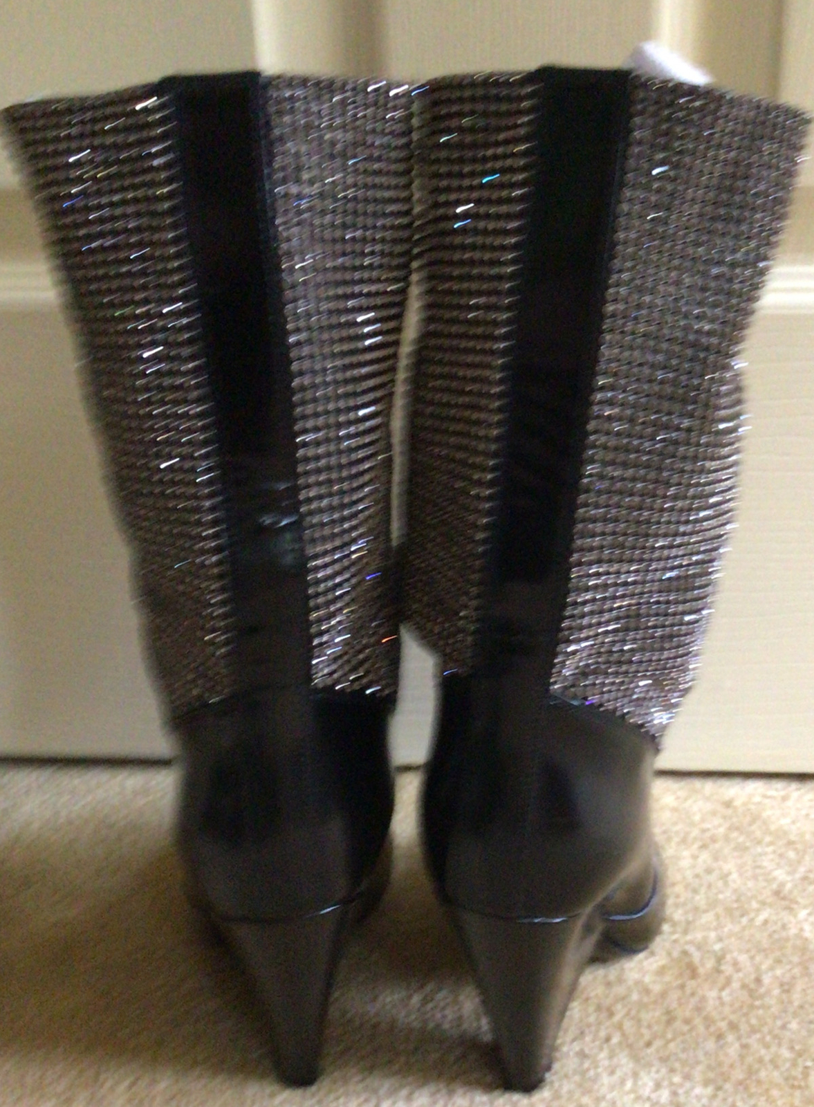 Stivali jazz YSL Saint Laurent $2895 stivali metà polpaccio cristalli impreziositi 37