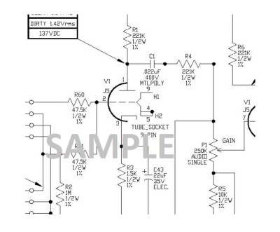 Ampeg R-12R 212R 50H Tube Amplifier Schematic Diagram parts value pdf