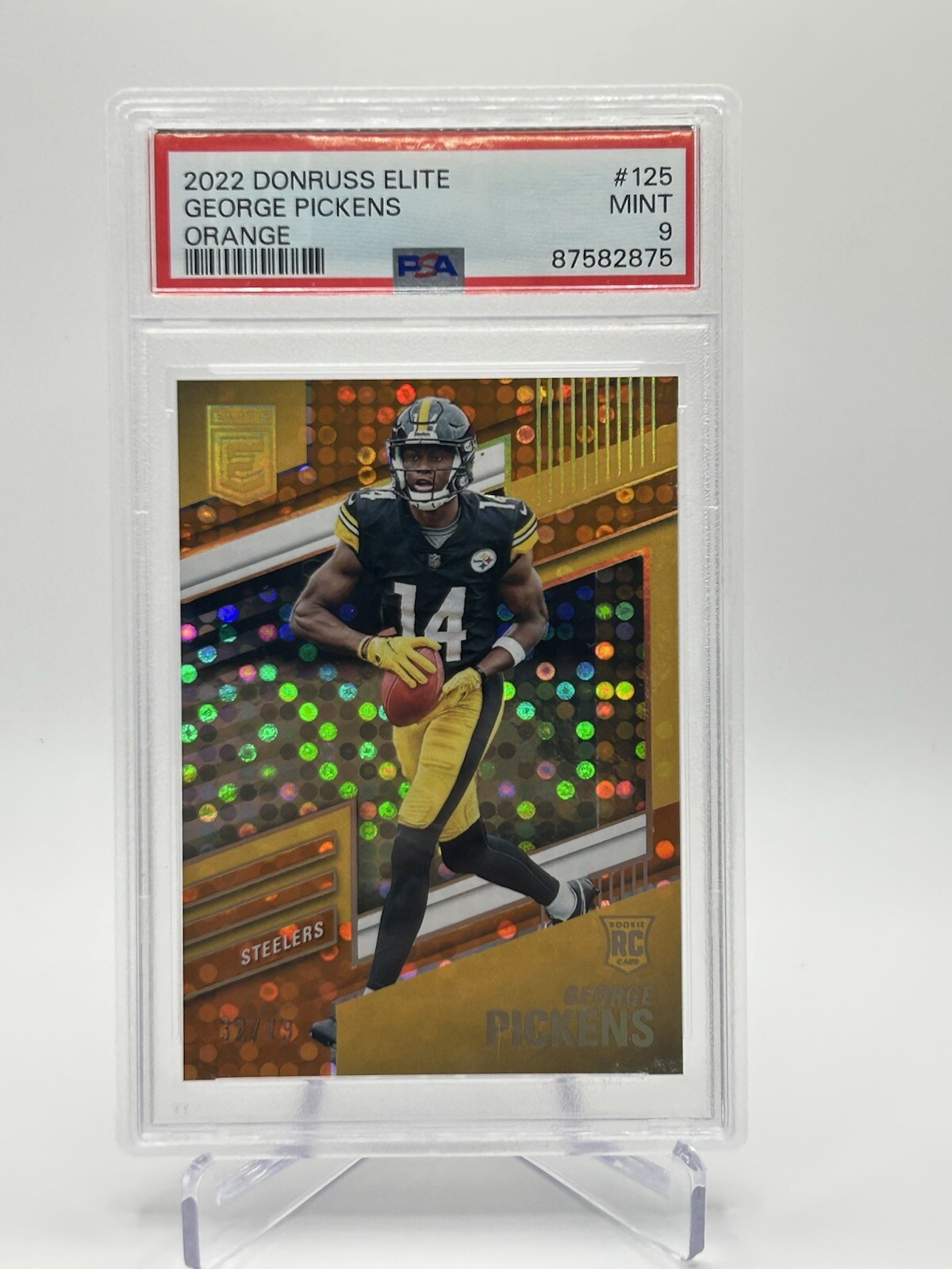 2022 Panini Donruss Elite - George Pickens  (RC) #125 Orange /49 PSA 9