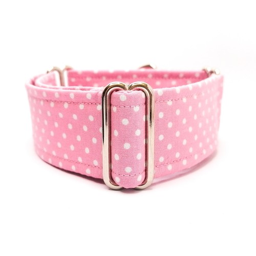 Martingale Dog Collar 1.5" OR 2" Wide Pink Spotty Greyhound Collar
