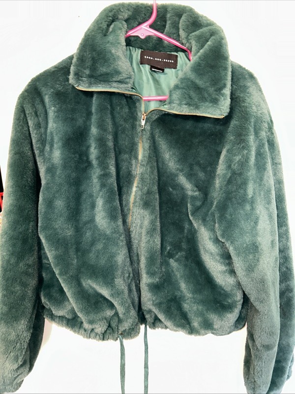 Know One Cares Large Fur Jacket Green Womens