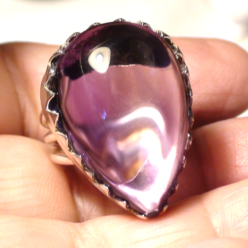 GRANDE! ANELLO AMETISTA CAMBIO COLORE NATURALE ALTA QUALITÀ 46,35 CT ARGENTO 925.9.0 - Foto 7 di 12