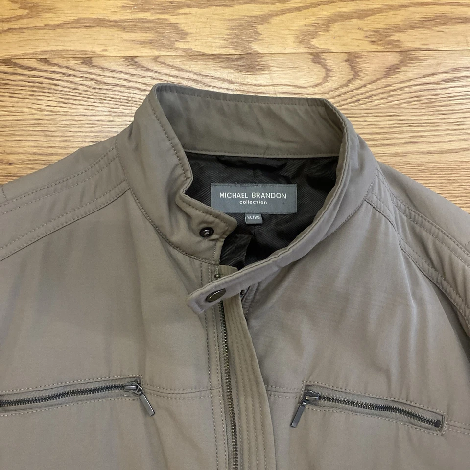 (XL) Brandon Thomas Brown Green Bomber Style Jacket Size Extra Large Vintage - Image 2 of 4