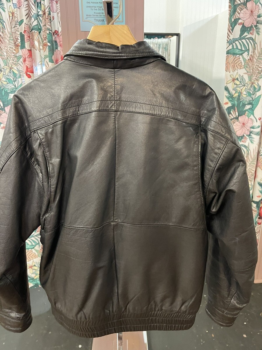 Valentino Men's Leather Jacket Black L Vintage Bomber Rare Valentino Men's Leather Jacket Black L Vintage Bomber Rare