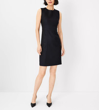 Ann Taylor Women`s $159 The Seamed Fitted Shift Dress in Linen Twill size 14