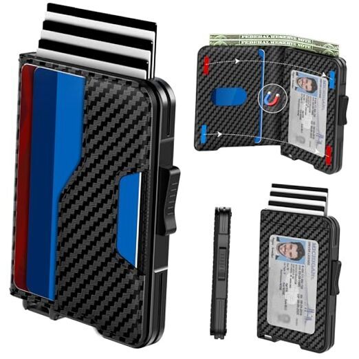 Carbon Fiber Wallet for Men with Pop-Up Case & Cash Slot  -image