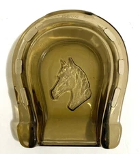 VINTAGE AVON, SMOKEY GLASS,  ASHTRAY, 4.5" LONG, 4" AT WIDEST AREA