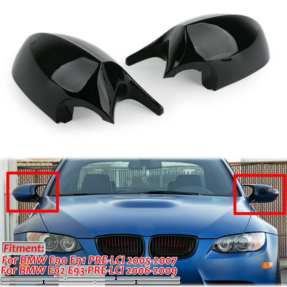 2PCS M3 Stil Spiegelkappe Gehäuse Glanz Schwarz Für BMW E90 E91 E92 E93  PRE-LCI