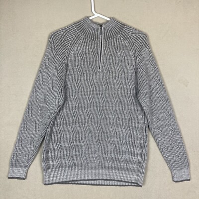 Tommy Bahama Sweater Adult Large Gray Knit Long Sleeve Zipper Mens Mock Neck