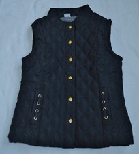 Gabriella Vicenza Collared French Navy Padded S/l Gilet Size 10/12 Bn!