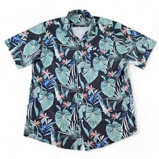 Hawaiian Casual Shirt Mens XL Vibrant Floral Print Camp Polyester Spandex