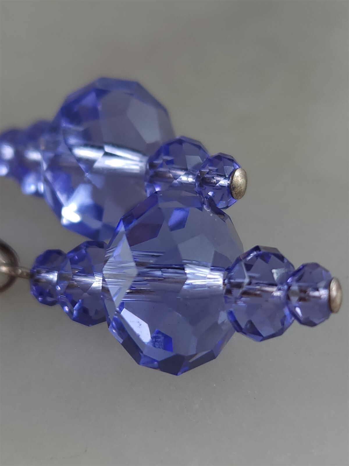 Solid Sterling Silver Periwinkle Blue Faceted Bea… - image 3