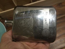 Polished Chrome Whisky Flask Irish John Jameson & Son Limited JJ & S Screw Top