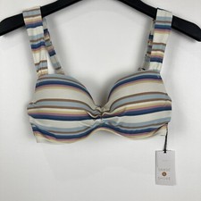 Shade Shore Size 34B Thick Strap Striped Multicolor Light Lift Bikini Top NWT