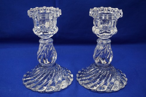 St Louis France Crystal Thistle (2) Hurricane Candle Holders, 13 7/8" (B34) - Picture 9 of 24