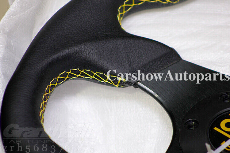 【OMP.Store】 OMP 325mm 13' Suede Leather Flat D-Shape yellow ring Racing