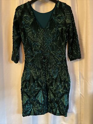 green emerald velvet dress Gianni Bini Womens Size S Green Blue “Lindsay” One-Shoulder Bodycon Dress (Nwt) main image 1
