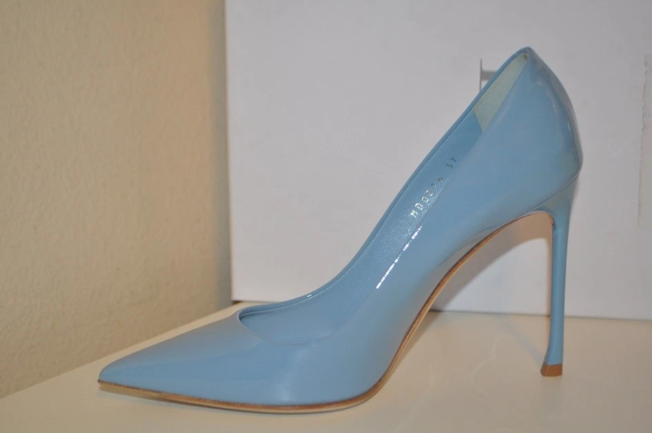 Neuf dans sa boîte + Christian Dior BLEU bout pointu pompe talon chaussure cuir verni os