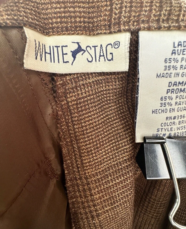 Белый олень винтажный женщин размер 6 средний клетку коричневый брюки брюки - Изображение 2 из 4