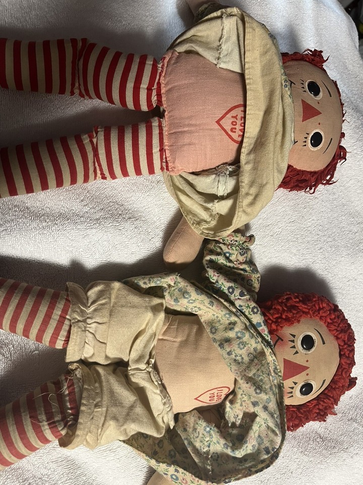 FINAL PRICE DROP! 2 Vintage Raggedy Ann Dolls Knickerbocker Love You ...
